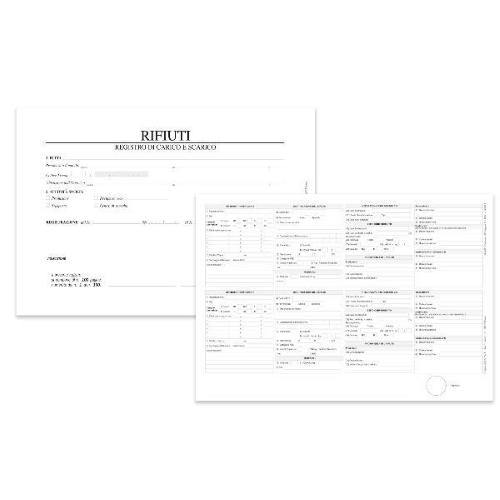 DATA UFFICIO REGISTRO CARICO SCARICO RIFIUTI 215X297 mm 100 FOGLI CONF 2 Pz.